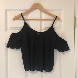Topshop cold shoulder scalloped crop top